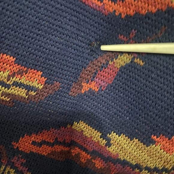 Culwell &‎ Son Wool Sweater Mens XL Blue Leaves Crewneck Pullover Academia - Picture 5 of 7